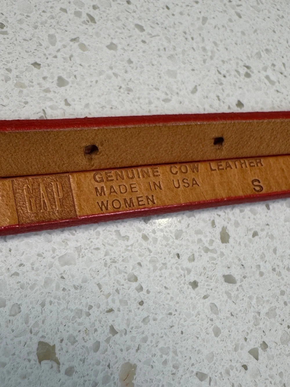 Vintage GAP Red Embossed Cow Leather Extra Skinny Belt USA Women's Size S